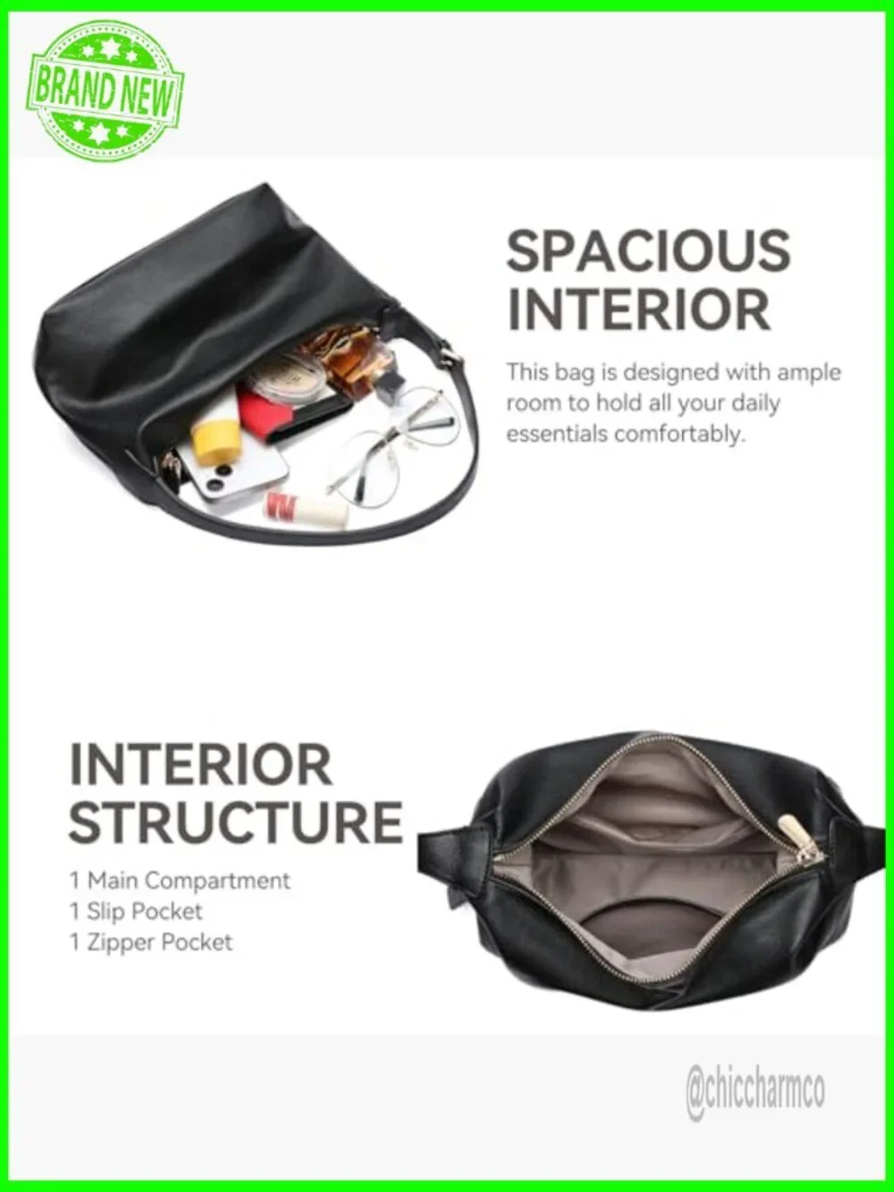 Soft Foldable PU Leather Hobo Tote Crossbody Shoulder Bag Large Capacity